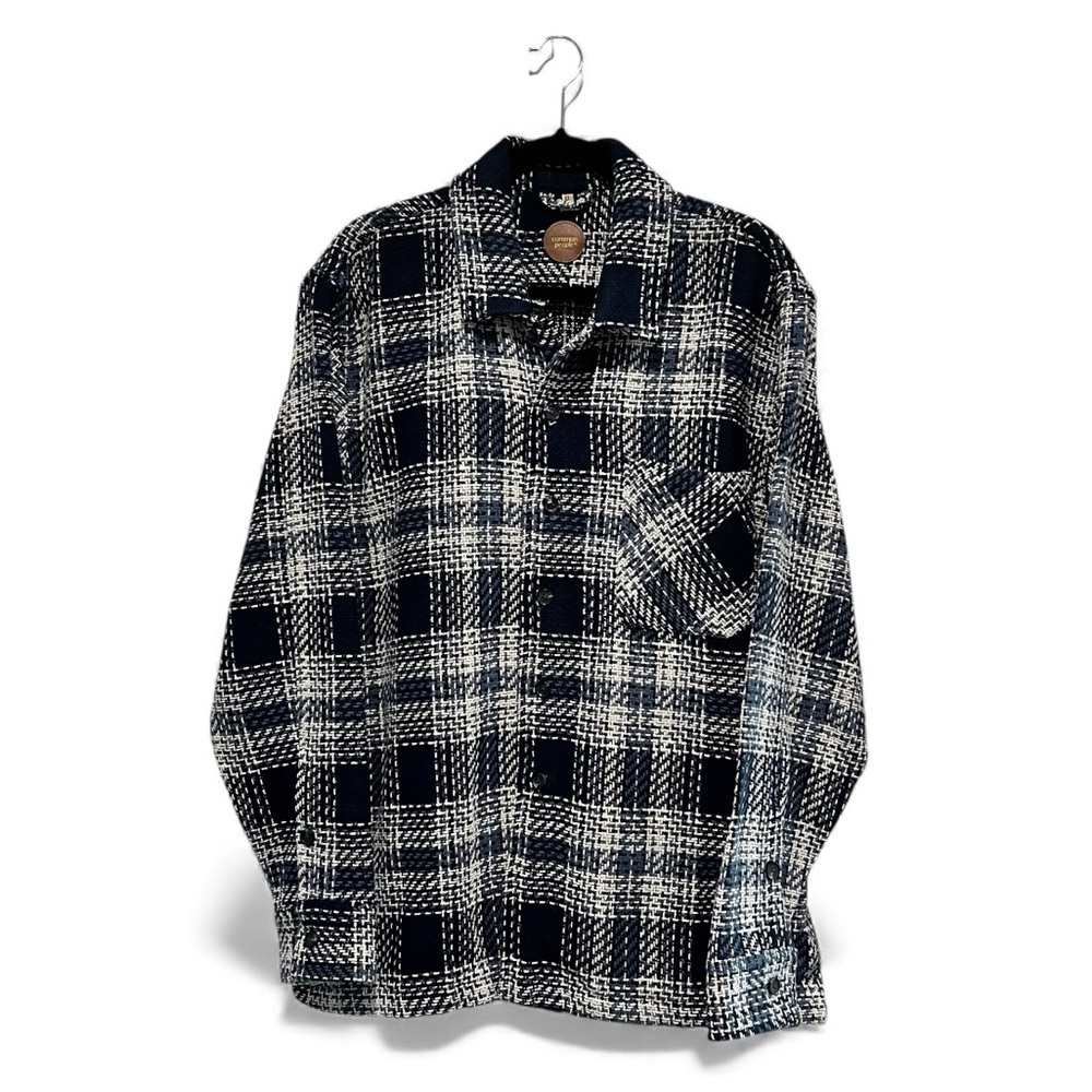 Common People Granby Jason Overshirt Size XL Navy Blue White Plaid Shirt Jacket